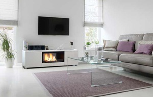 Freestanding white bioethanol fireplace