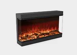 Three sided electric fireplace