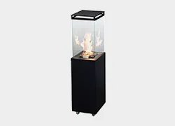 Patio heater with flames and fire