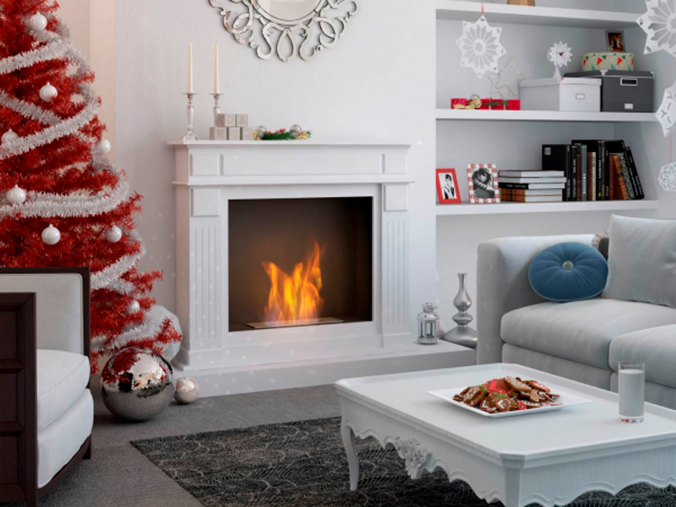 mantel bioethanol fireplace with decoration