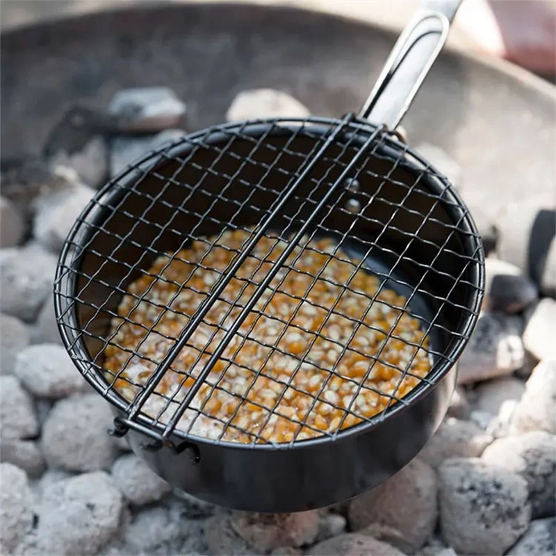Popcorn pan for outdoor firepits and braziers
