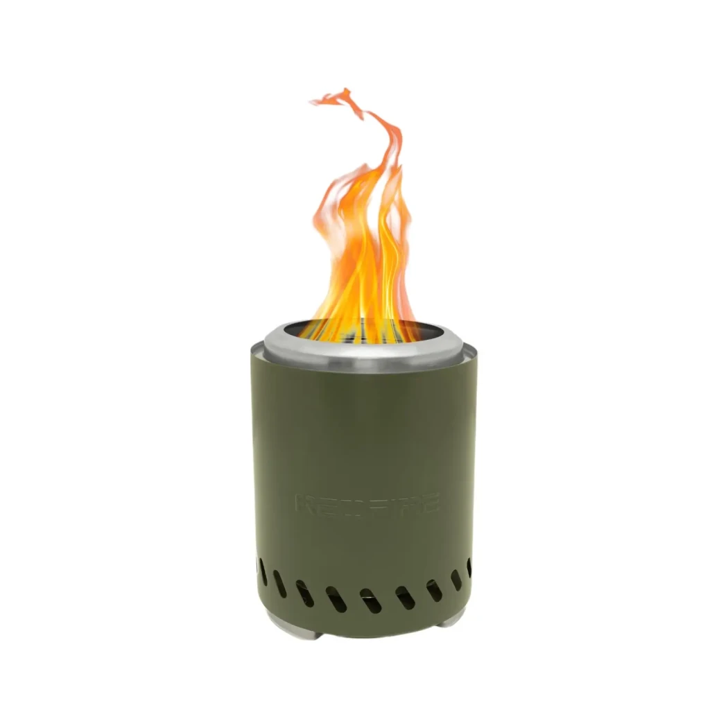 Brasero de table à granulés Volcano moyen en vert olive – brasero de table sans fumée.