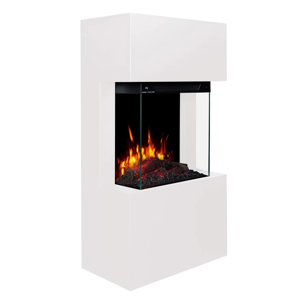 Cheminée électrique Texel | Blanc autoportant | Flamme réaliste & chauffage 1,5 kW