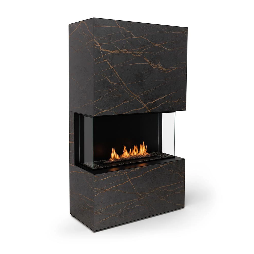 Planika Fires Stone Daze/Laurent - Cheminée bio autonome - Disponible en aspect marbre noir et blanc - Avec télécommande et application