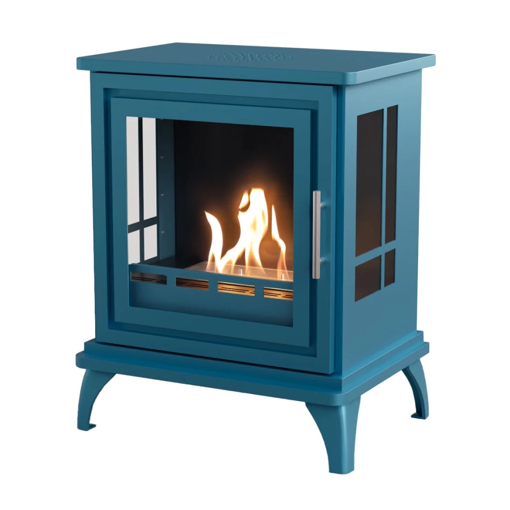 ScandiFlames Nashville Blue – Poêle à cheminée bioéthanol autonome – Temps de combustion de 6 heures – Effet de chaleur de 2 kW