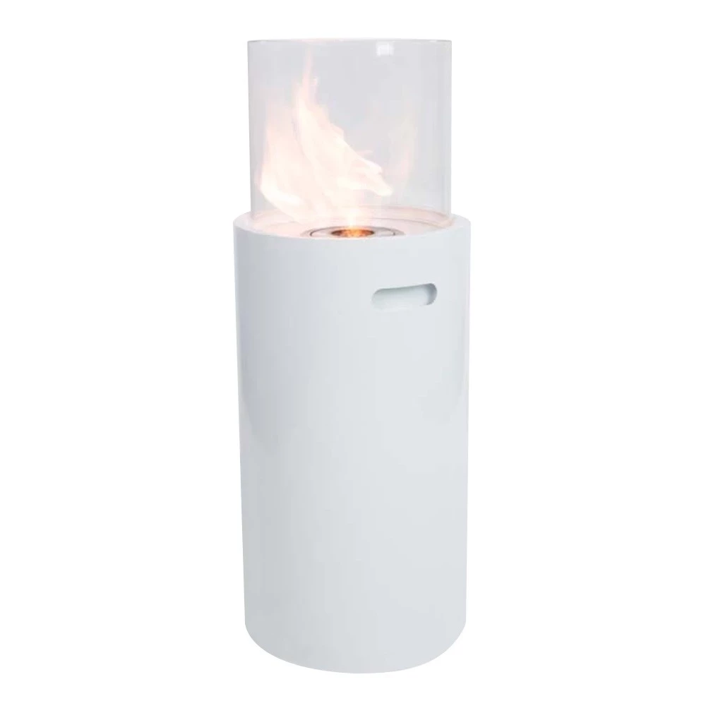ScandiFlames Cheminée bio autoportante en blanc avec verre - Pour utilisation intérieure et extérieure - Installation et entretien faciles