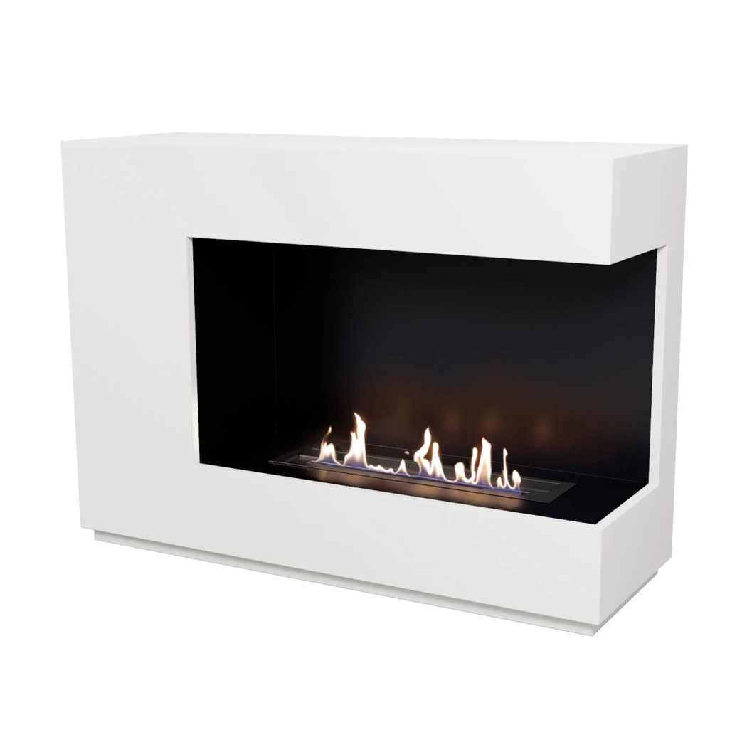 ScandiFlames Seattle Cheminée au Bioéthanol Blanche – Cheminée Autoportante avec Vue sur Flammes des Deux Côtés | Puissance de Chauffe de 2,5 kW