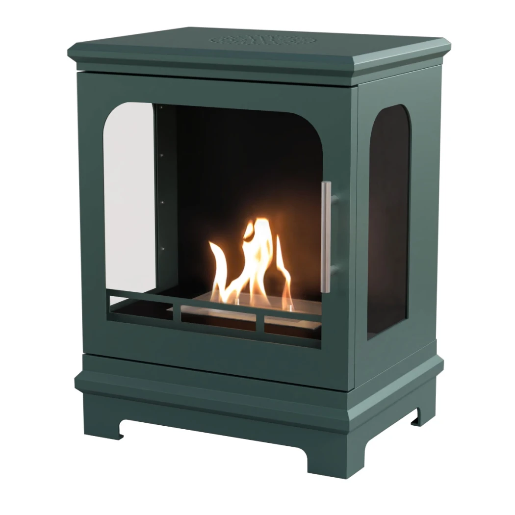 ScandiFlames Honolulu Noir Vert – Poêle à Éthanol Autoportant – Durée de combustion de 5 heures – Effet de chaleur de 1,6 kW