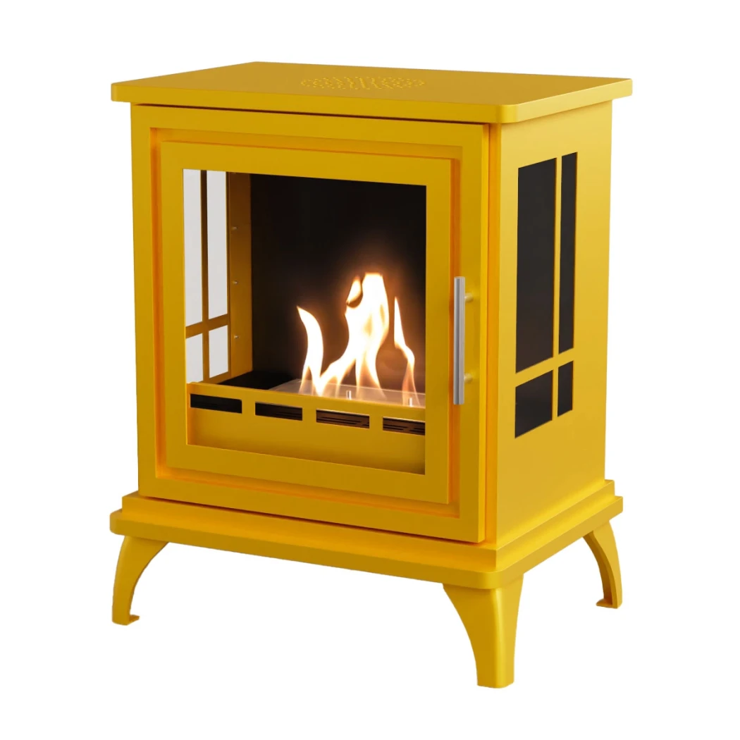 ScandiFlames Nashville Jaune – Poêle à Bioéthanol Autonome – Temps de combustion de 6 heures – Effet de chaleur de 2 kW