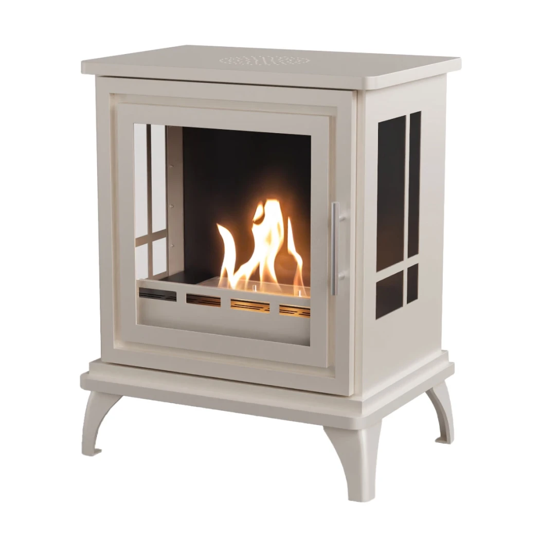 ScandiFlames Nashville Oyster White – Poêle à bioéthanol autoportant – Durée de combustion de 6 heures – Effet de chaleur de 2 kW