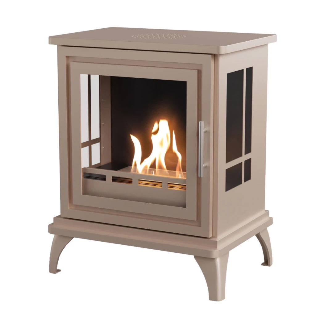 ScandiFlames Nashville Gris Beige – Poêle à Cheminée Bioéthanol Autoportant – Temps de Combustion de 6 Heures – Effet de Chaleur de 2 kW