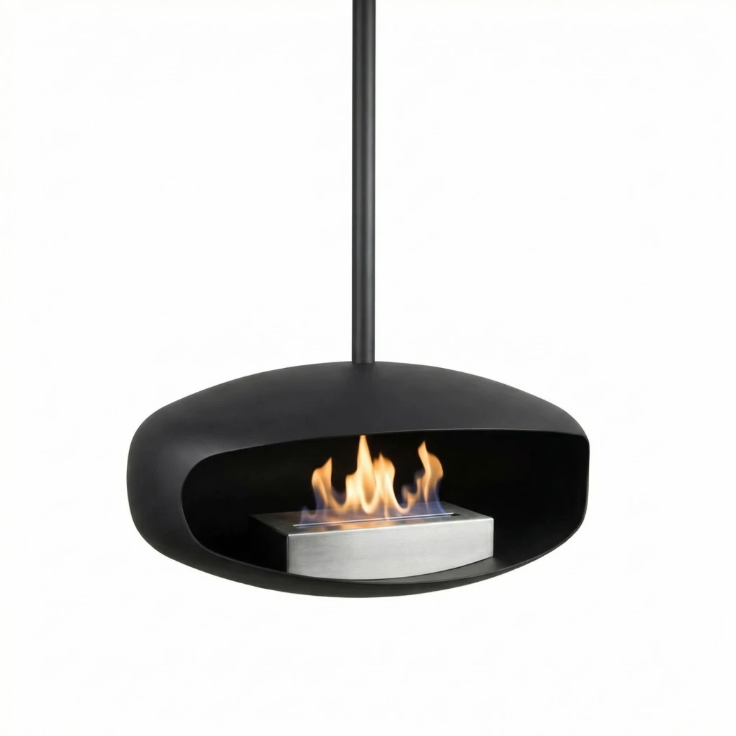 Hein & Haugaard - Cheminée bio suspendue Black UFO-60 en noir - Sans besoin de conduit ni de foyer - Design Danois Artisanal