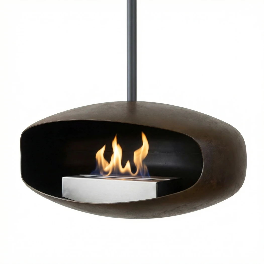 Hein & Haugaard Oxide UFO-60 Cheminée au bioéthanol suspendue au plafond - Design danois organique et exclusif - Facile à installer