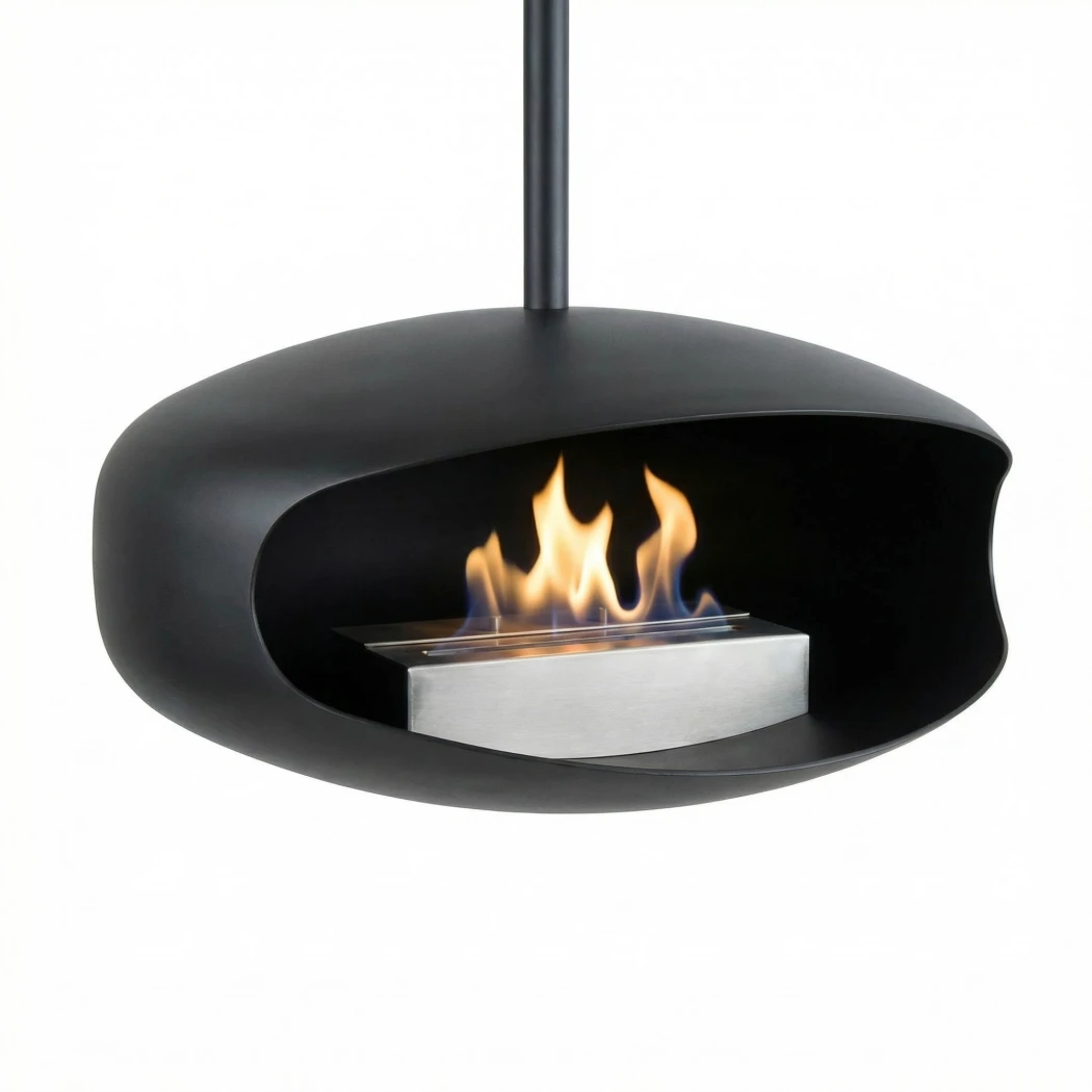 Hein & Haugaard Black UFO-50 Bio Cheminée de Plafond - Design organique fait main - Jusqu'à 6 heures de combustion - Installation facile