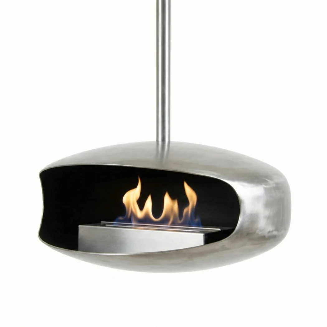 UFO-50 en acier - Foyer bio suspendu au plafond par Hein & Haugaard en acier - Design unique fait main - Jusqu'à 6 heures de combustion