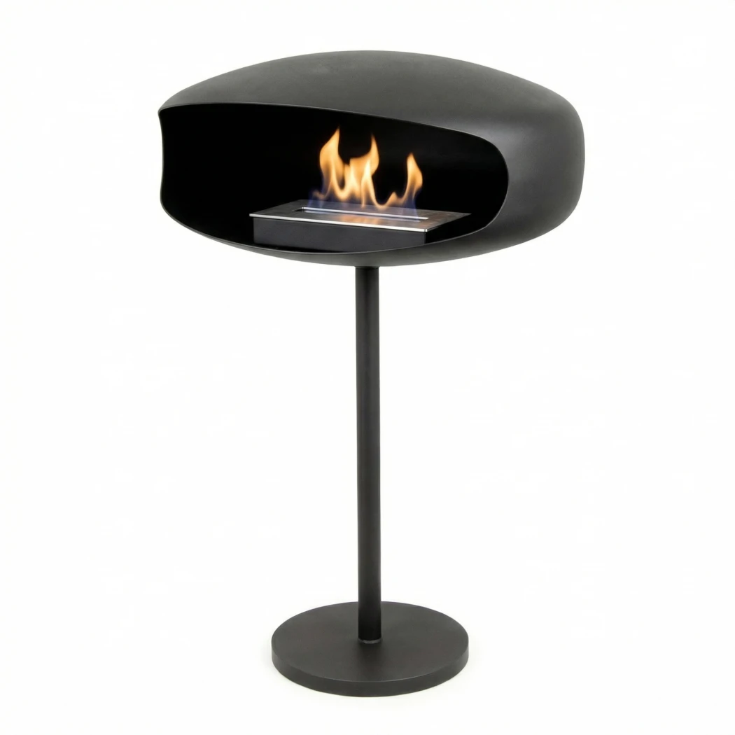 Hein & Haugaard Black UFO-60 Cheminée Bio Autoportante - Noir Mat - Design Danois Élégant - Personnalisable