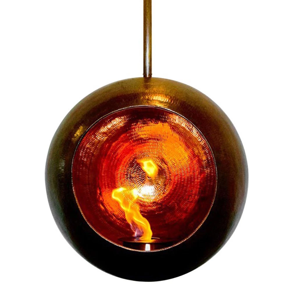 Hein & Haugaard Venus cheminée bio suspendue au plafond en cuivre poli - Design artisanal danois - Sans besoin d'électricité ni de foyer