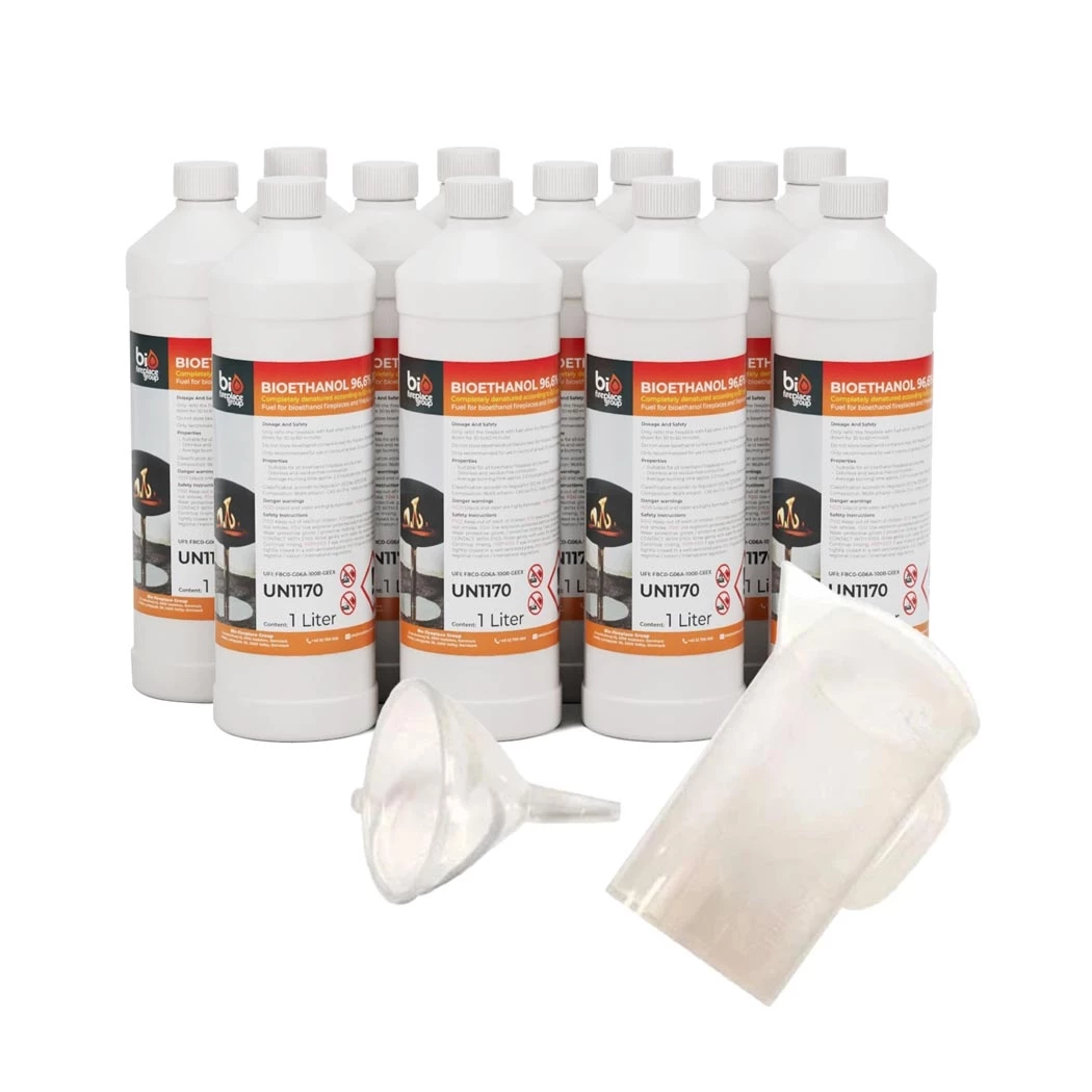 Kit de Démarrage Moyen 12L de Bioéthanol | Bioéthanol Premium pour Cheminées au Bioéthanol 96,6 %