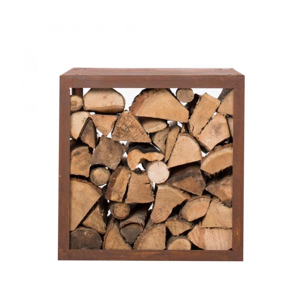 RedFire Houten opberg box Hodr 50 cm Corten Staal