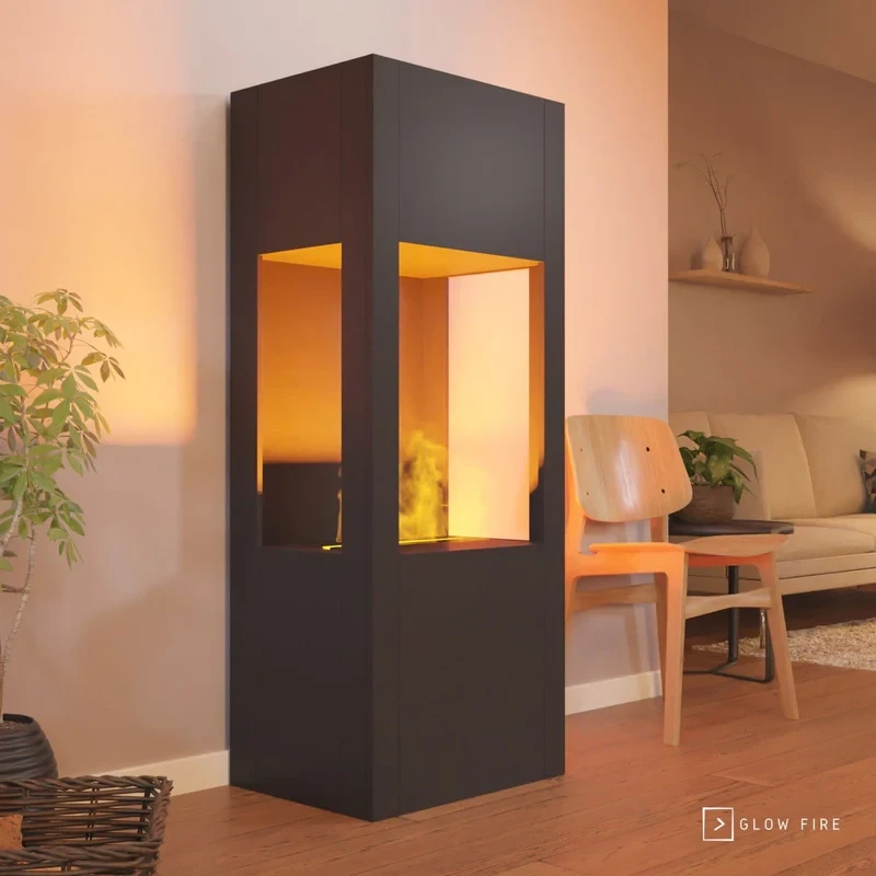 Glow Fire Böll Black - OMC 400 | Cheminée à vapeur d'eau autoportante – 54 cm x 145 cm x 44 cm