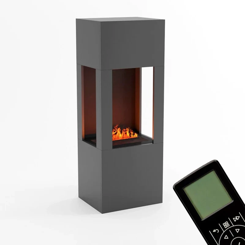 Glow Fire Böll Grey - OMC 400 | Cheminée à vapeur d'eau autoportante – 54 cm x 145 cm x 44 cm