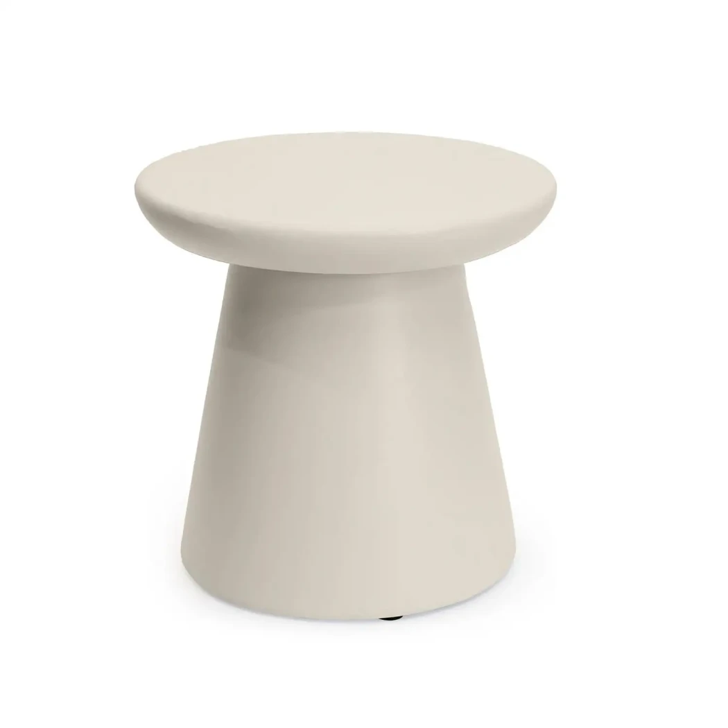 Table d'appoint ronde Beige Nacré par Happy Cocooning – Table d'appoint extérieure en composite de 45 cm