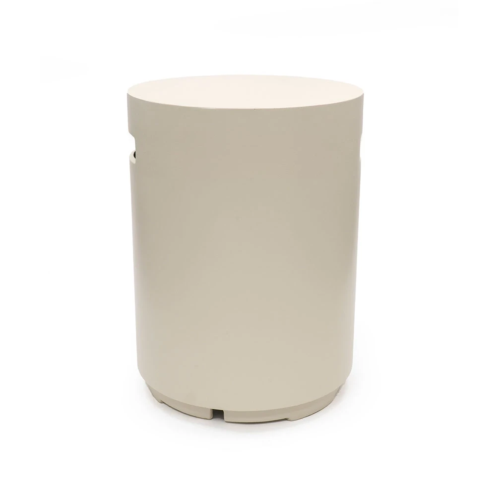 Cache-bouteille de gaz rond beige nacré par Happy Cocooning – Rangement extérieur pour réservoir de gaz composite de 40,5 cm.