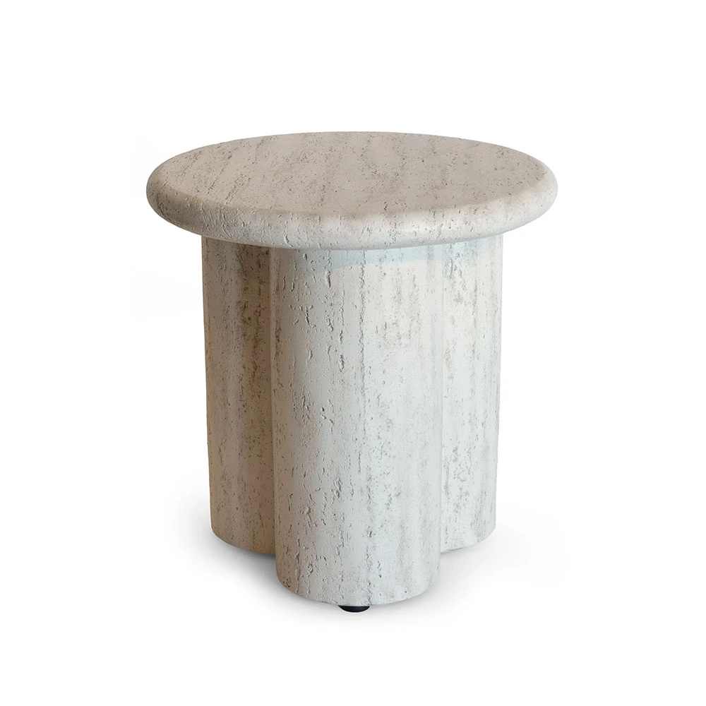 Happy Cocooning Table d'Appoint Travertin Nervurée – Table Décorative d'Extérieur en Composite 45 cm