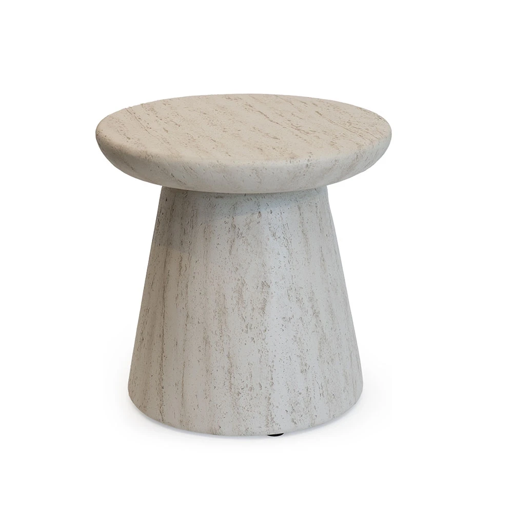 Table d'appoint ronde en travertin par Happy Cocooning – Table d'appoint d'extérieur composite de 45 cm