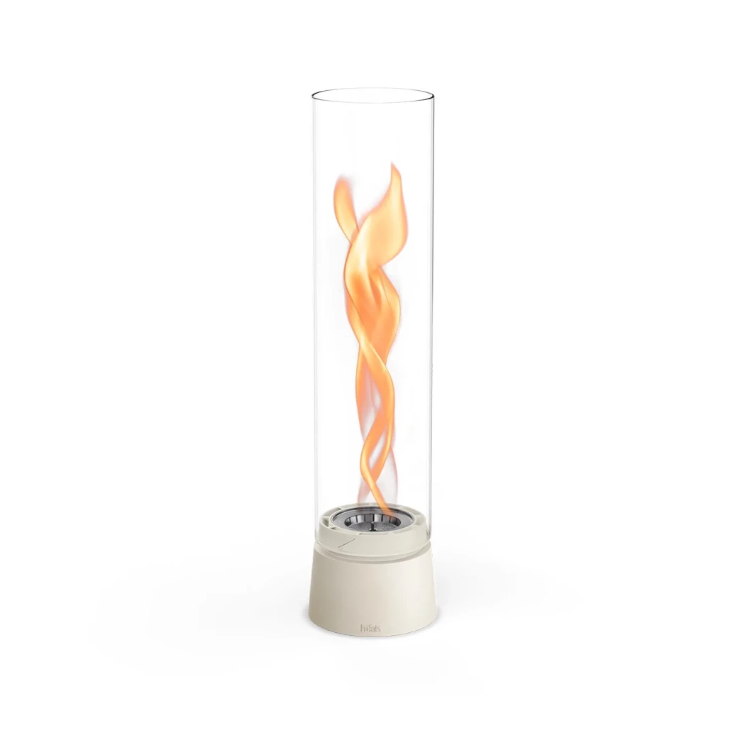 Höfats SPIN Air 1200 - Cheminée de Table Blanc Crème – Flammes Rotatives et Design Élégant, Parfait pour Grands Espaces