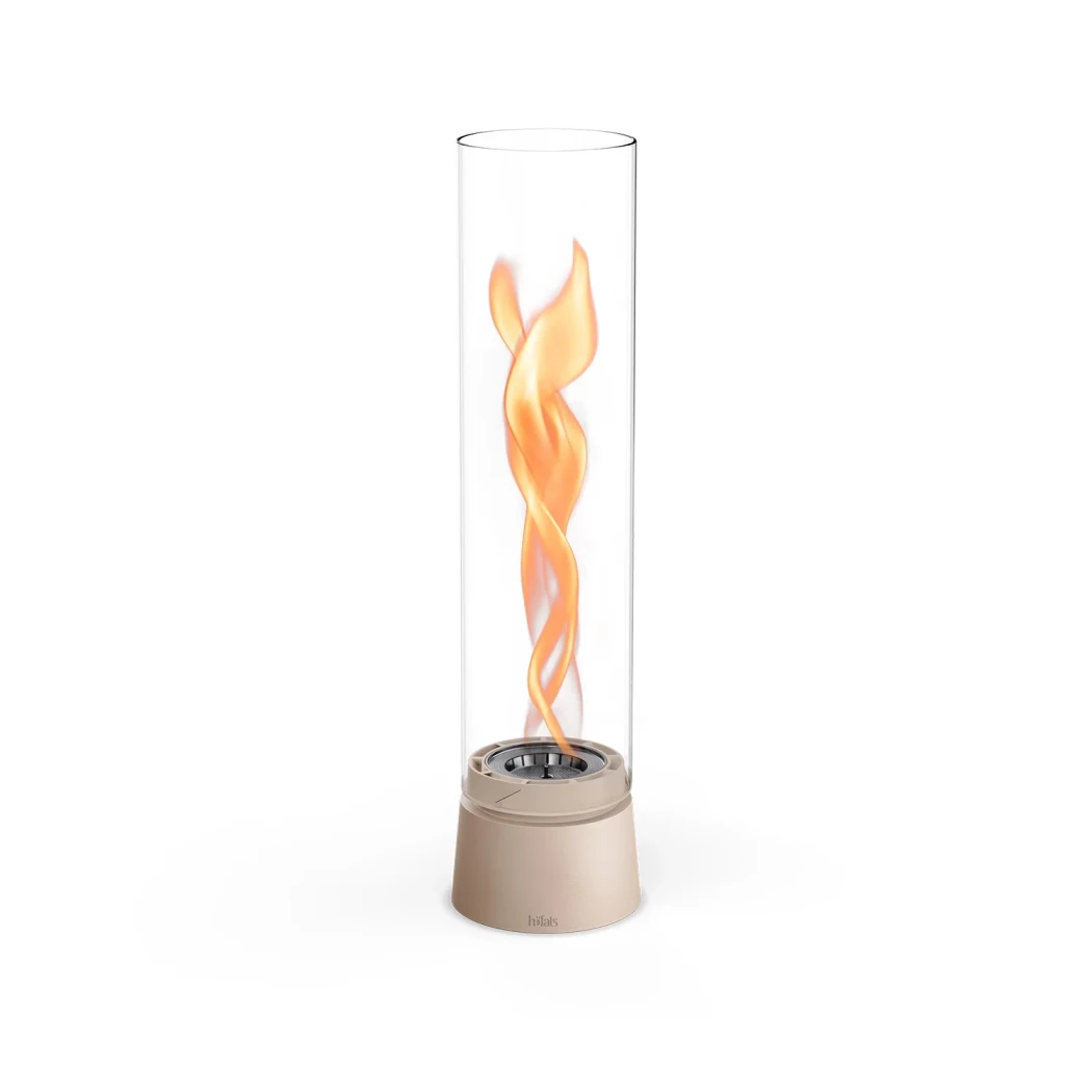 Foyer de table Höfats SPIN air 1200 sable – Flammes rotatives et design élégant, parfait pour les grands espaces