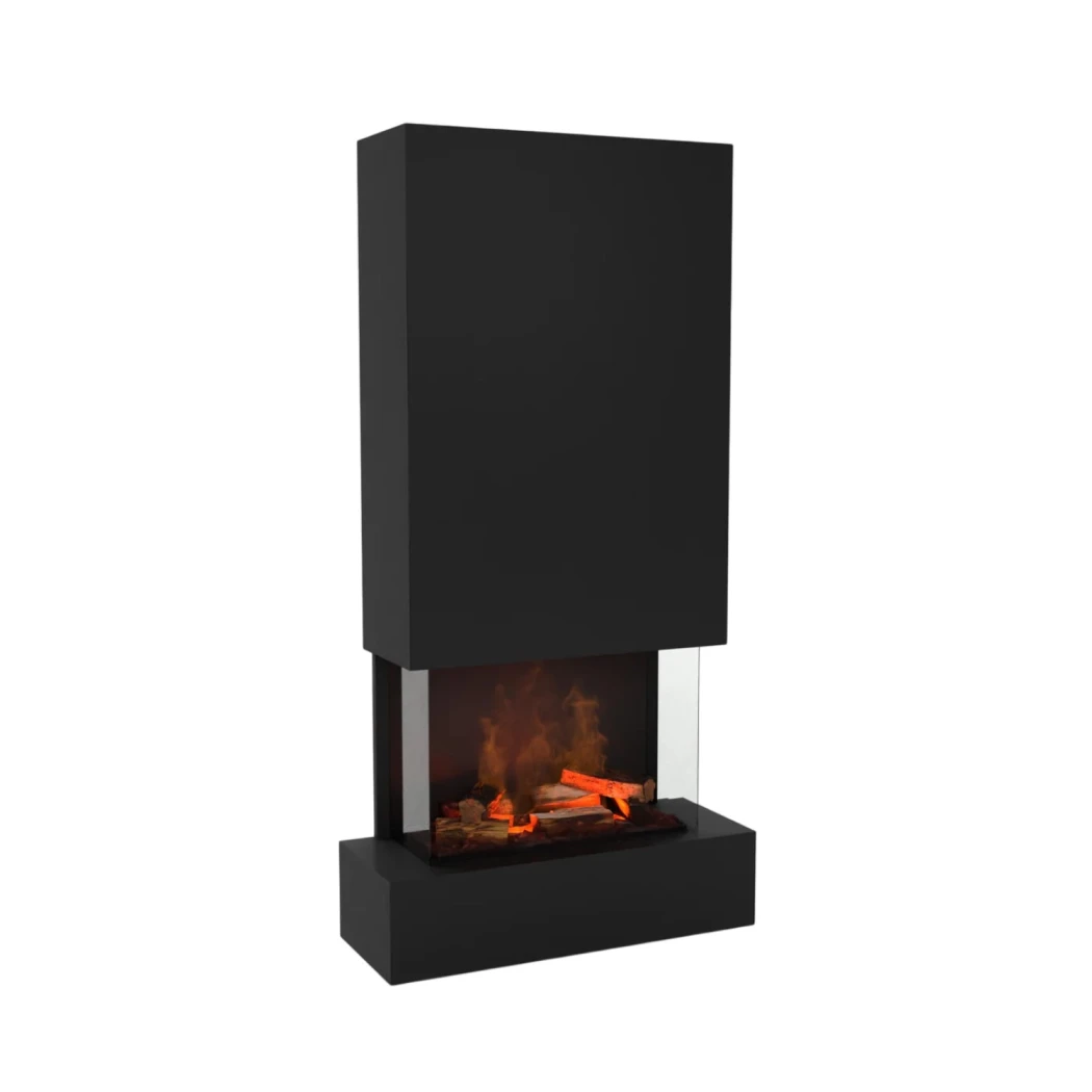 Hölderlin Grand Noir OMC 600 - Cheminée murale à vapeur d'eau par Glow Fire - Pas de chaleur, flamme réaliste