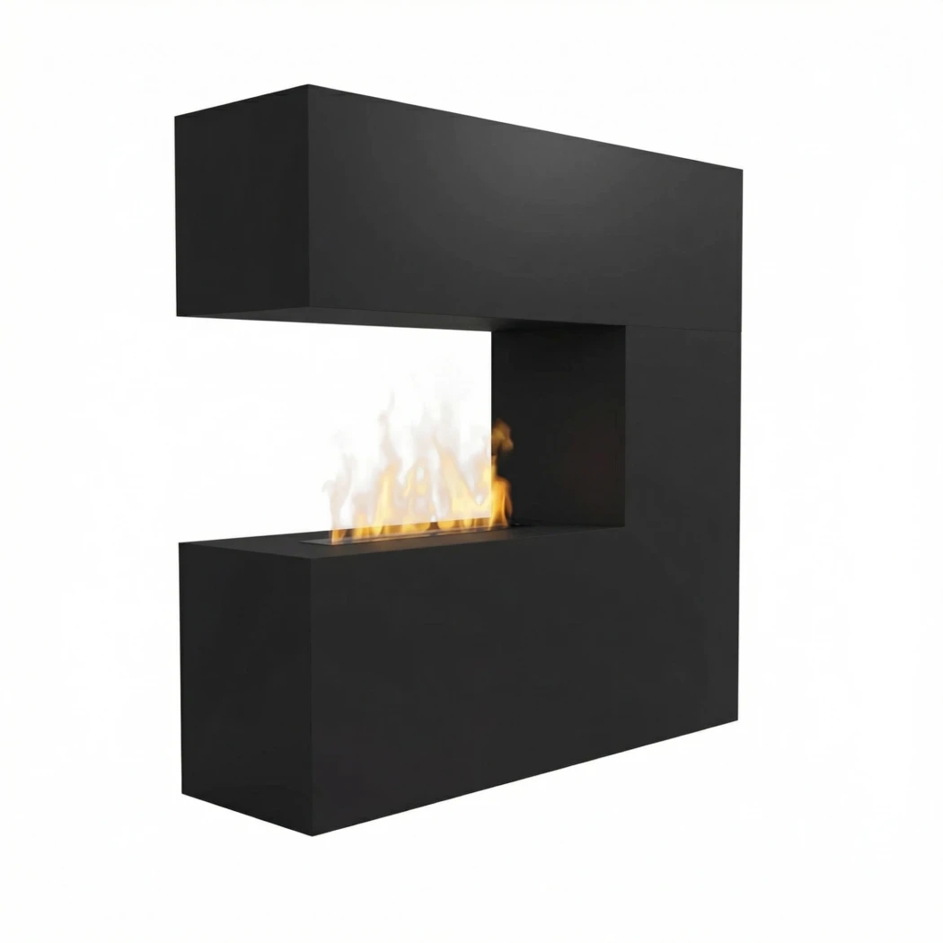 Glow Fire Schiller Black - OMC 600 | Cheminée à vapeur d'eau autoportante – 120 cm x 120 cm x 38 cm