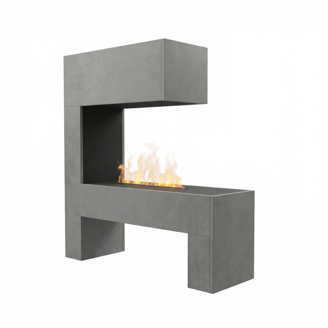 Glow Fire Mozart Gris - OMC 600 | Cheminée à Vapeur d'Eau Autoportante – 120 cm x 110 cm x 35 cm