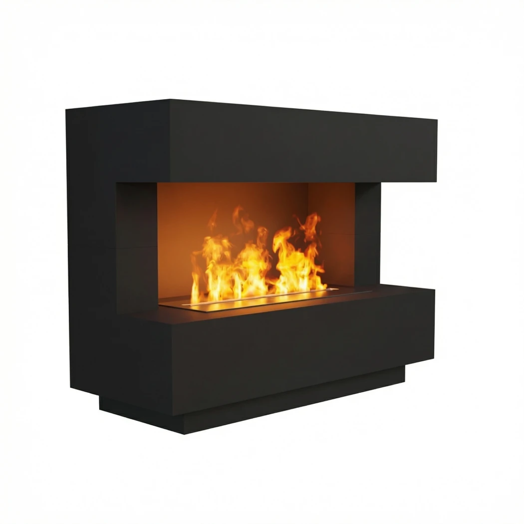 Kant Black - OMC 600 by Glow Fire | Cheminée à vapeur d'eau autoportante – Sans chaleur, flamme réaliste