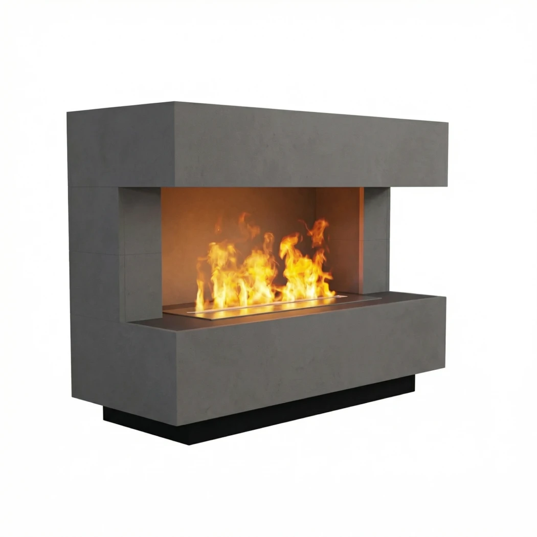 Kant Gris - OMC 600 by Glow Fire | Cheminée à Vapeur d'Eau Autoportante – Sans Chaleur, Flamme Réaliste