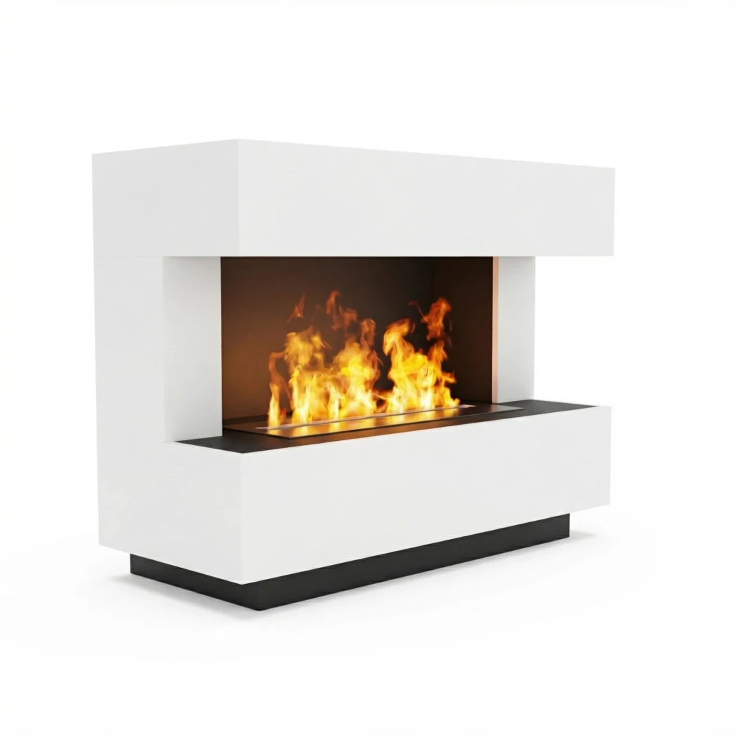 Kant Blanc - OMC 600 - Cheminée à vapeur d'eau autoportante - Flamme réaliste, sans chaleur, LEDs économiques en énergie