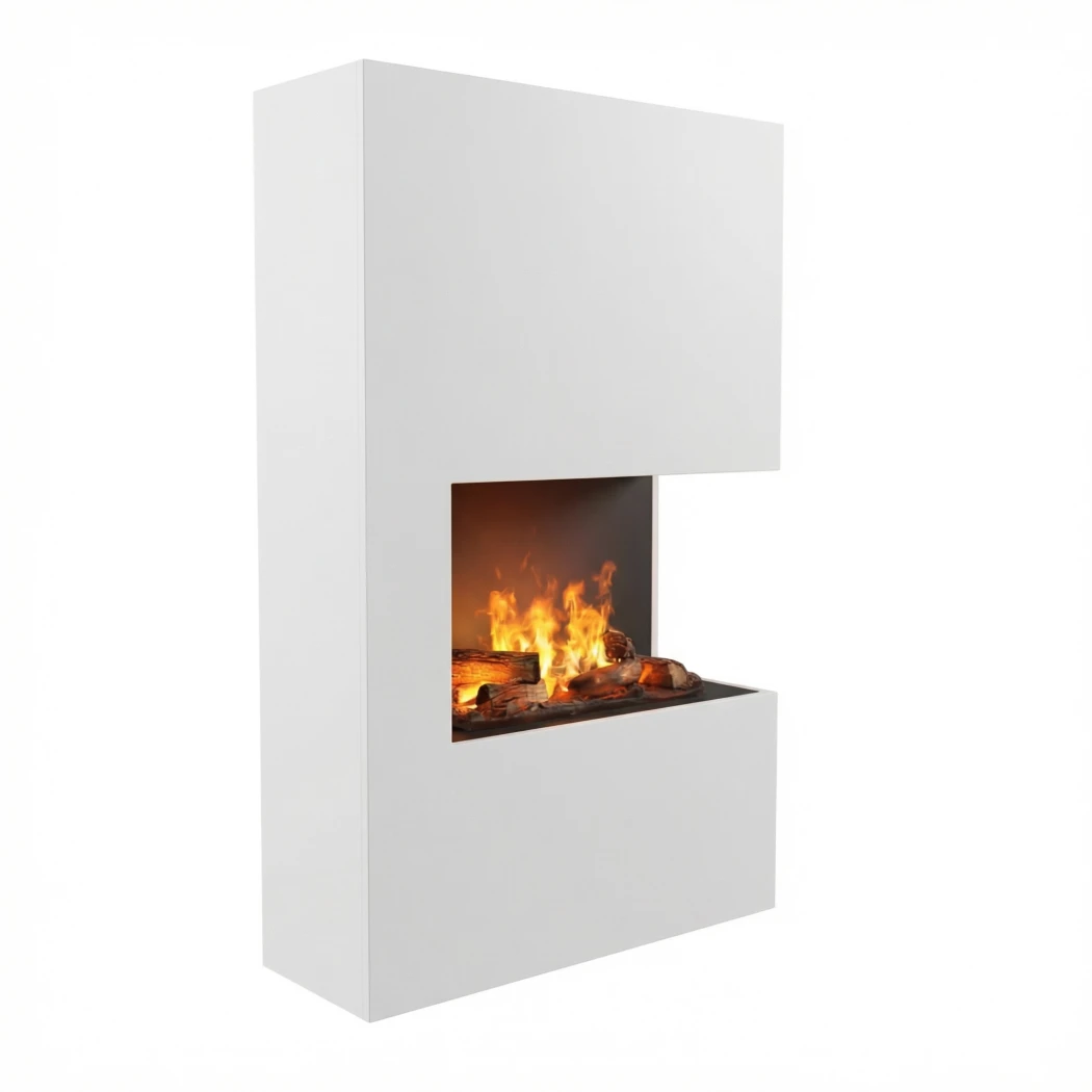Glow Fire Tucholsky Left Corner Blanc - OMC 600 | Cheminée à vapeur d'eau autoportante – 91 cm x 150 cm x 35 cm