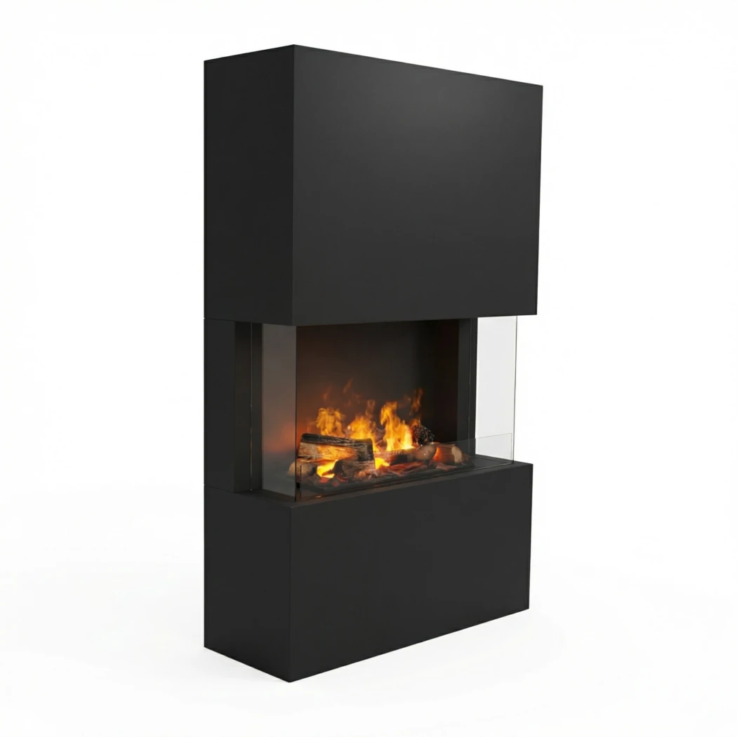 Glow Fire Tucholsky 3 faces Noir - OMC 600 | Cheminée à vapeur d'eau autoportante – 91 cm x 150 cm x 35 cm