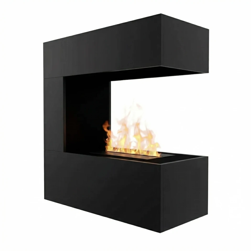 Cheminée à vapeur d'eau murale noire Schiller - OMC 400 | Par Glow Fire – Flamme réaliste, Sans chaleur