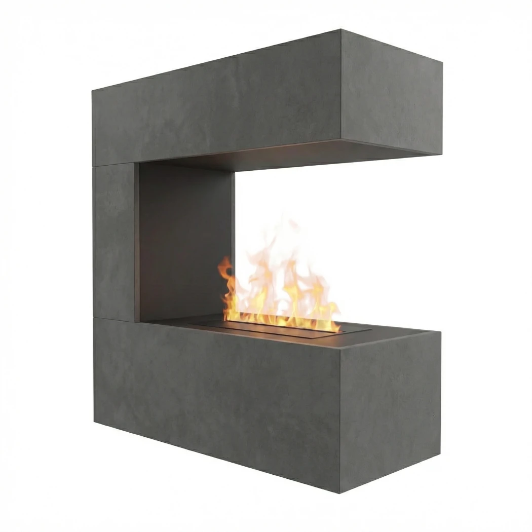 Schiller Mur Gris - OMC 400 | Cheminée à Vapeur d'Eau Murale par Glow Fire – Flamme Réaliste, Sans Chaleur