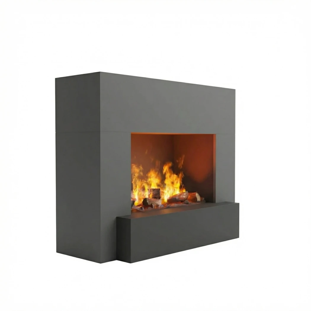 Glow Fire Hauptmann Gris - OMC 600 | Cheminée à vapeur d'eau autoportante – 90 cm x 110 cm x 45 cm