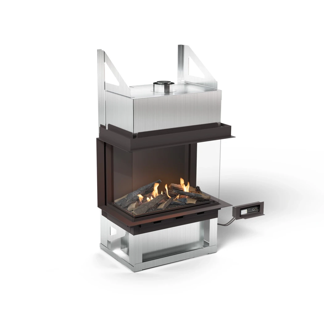 Planika Sono Foyer à Bioéthanol à Trois Faces – Encastré dans du Verre, 9,5 kW, Brûleur BEV, Finition Noire