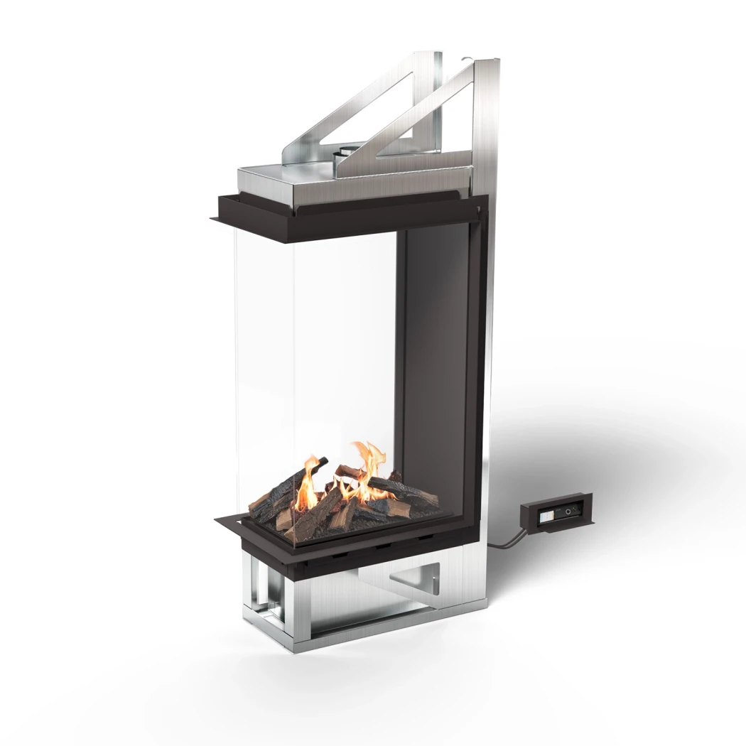 Planika Vitro Room Divider Bioethanol Fireplace – Enceinte de verre, 9,5 kW, brûleur BEV, finition noire