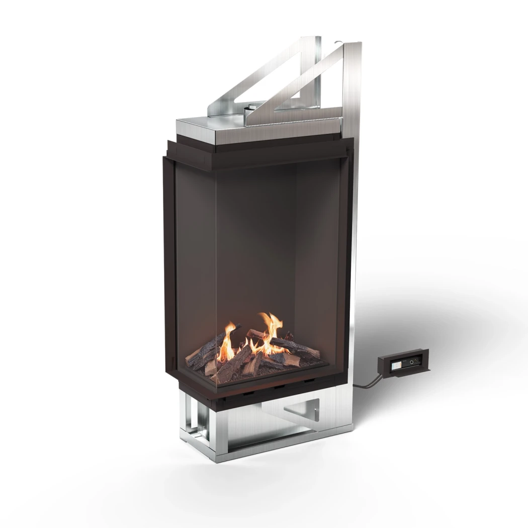 Planika Vitro Coin Gauche Cheminée au Bioéthanol – Enceinte de Verre, 9.5kW, Brûleur BEV, Finition Noire