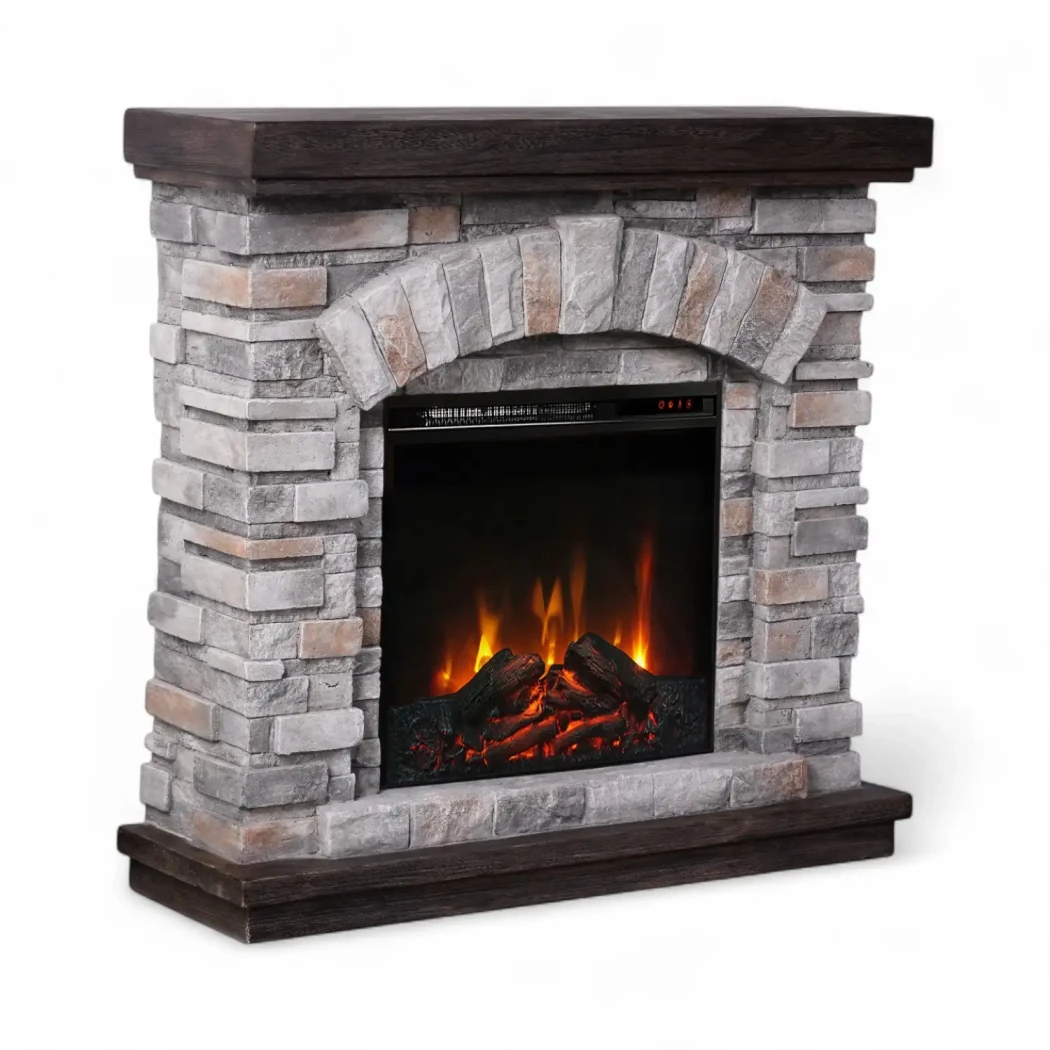 Demandez cheminée électrique – ScandiFlames | Eldur 18" insert, autoportant, effet de flamme LED, 1,35 kW de chaleur, polystone effet brique rustique