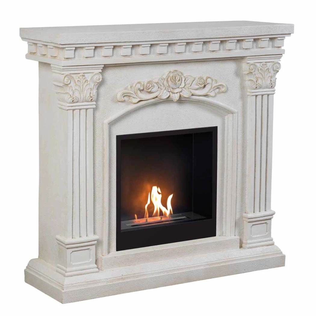 Cheminée au bioéthanol autoportante Freyr par ScandiFlames – Enceinte en polystone avec insert Surtur de 18", jusqu'à 3kW de puissance calorifique.