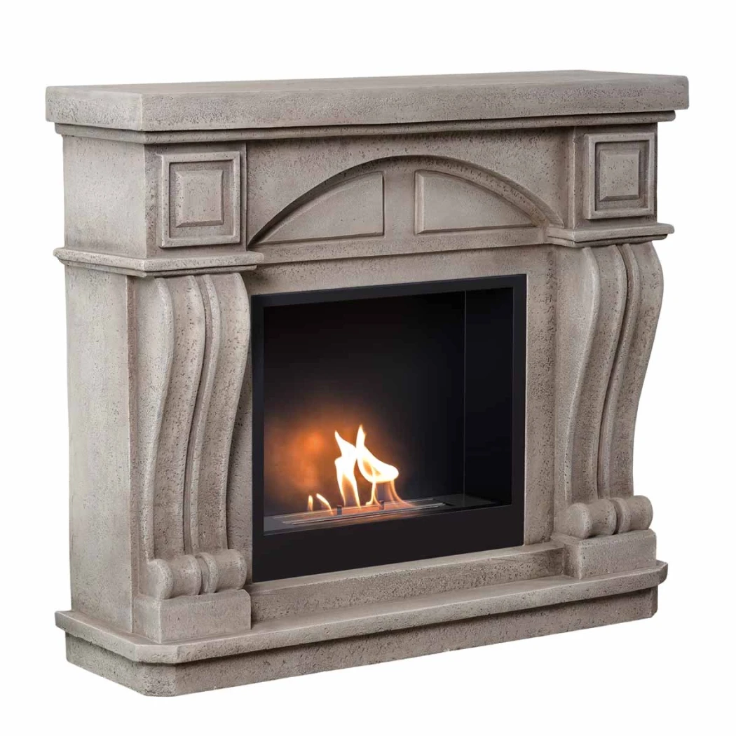 ScandiFlames Logi – Cheminée Bioéthanol sur Pied – Habillage Polystone Effet Pierre avec Insert Surtur 23" – Jusqu'à 3 kW