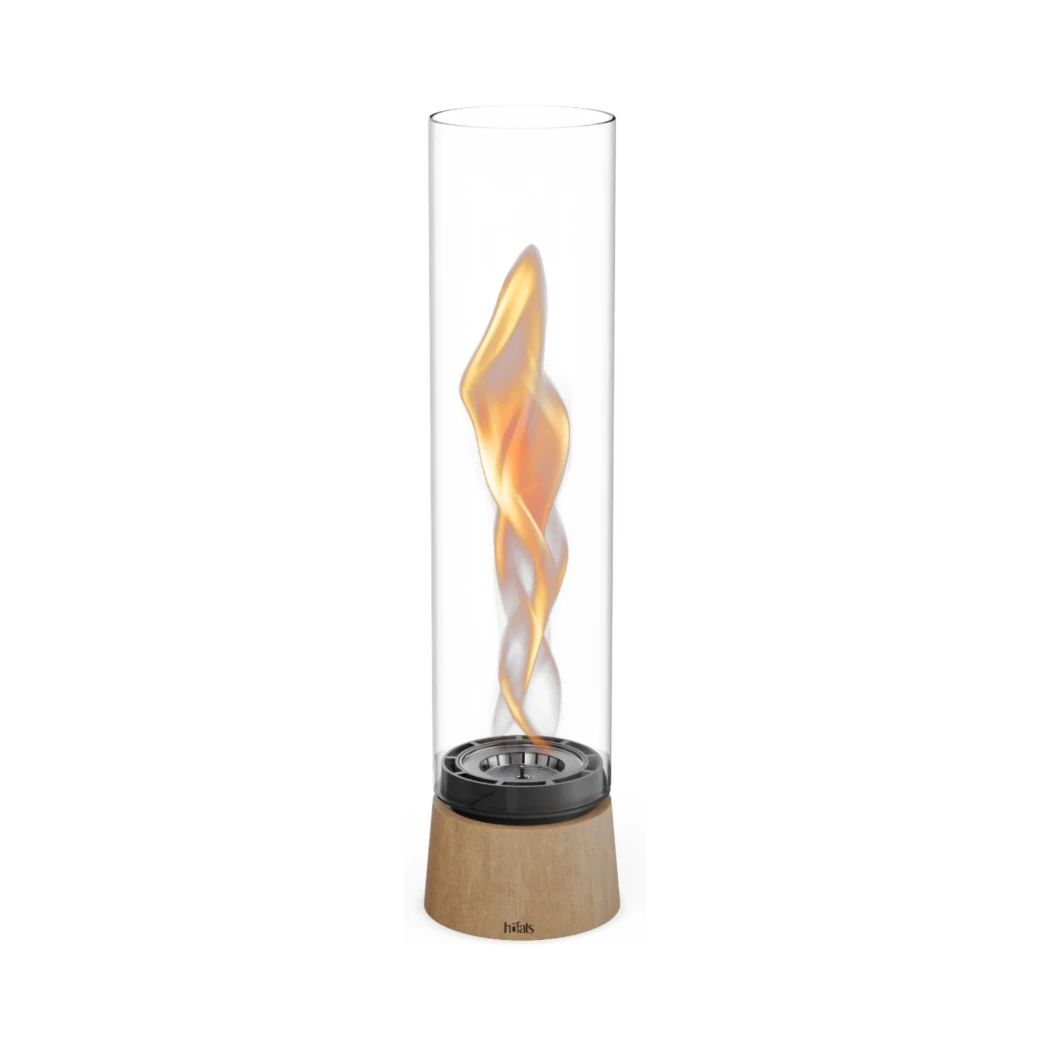 SPIN Air 900 – Cheminée de Table en Chêne | Flamme Rotative Élégante, Finition Bois, Idéale Intérieur & Extérieur