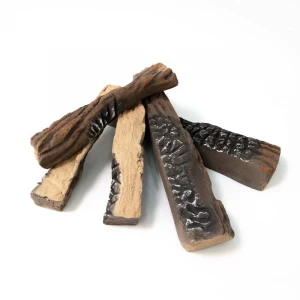 5 rondins de bois décoratifs en céramique dans un design réaliste pour une utilisation avec une cheminée à l'éthanol pour obteni